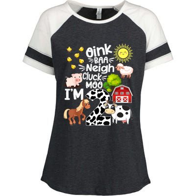 2nd Birthday Oink Baa Neigh Cluck Moo I'm 2 Farm Birthday Enza Ladies Jersey Colorblock Tee