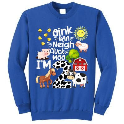 2nd Birthday Oink Baa Neigh Cluck Moo I'm 2 Farm Birthday Tall Sweatshirt