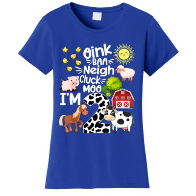 2nd Birthday Oink Baa Neigh Cluck Moo I'm 2 Farm Birthday Women's T-Shirt