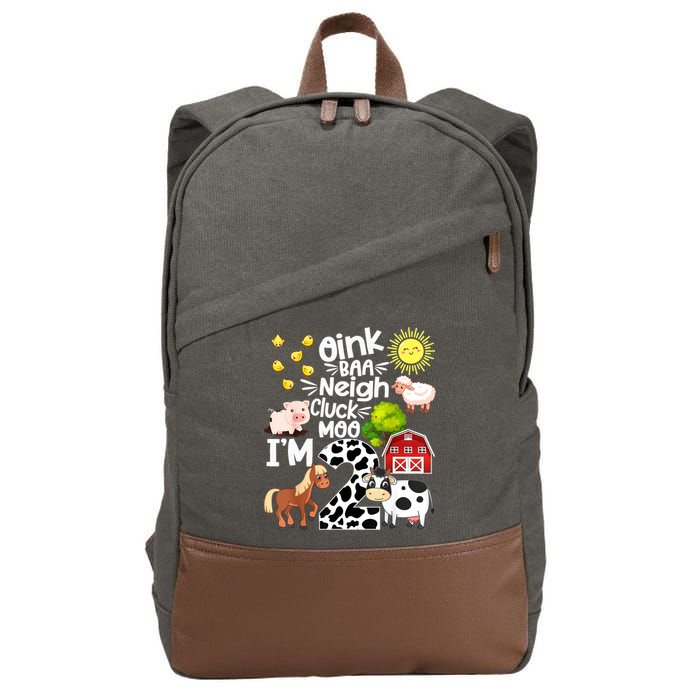 2nd Birthday Oink Baa Neigh Cluck Moo I'm 2 Farm Birthday Cotton Canvas Backpack
