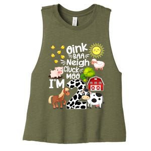 2nd Birthday Oink Baa Neigh Cluck Moo I'm 2 Farm Birthday Women's Racerback Cropped Tank