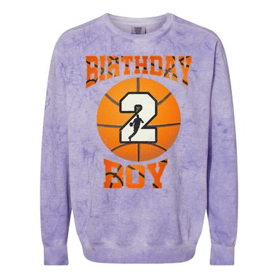 2nd Birthday Outfit Boy Basketball Second 2 Year Old Funny Colorblast Crewneck Sweatshirt