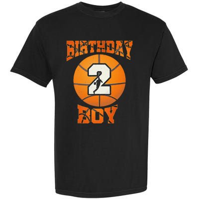 2nd Birthday Outfit Boy Basketball Second 2 Year Old Funny Garment-Dyed Heavyweight T-Shirt