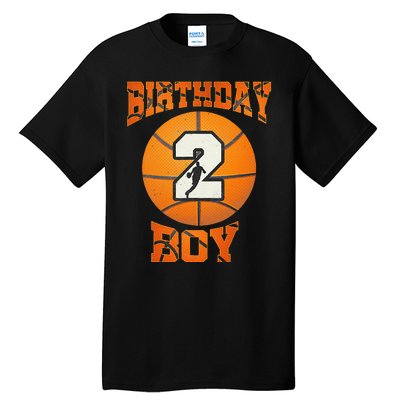 2nd Birthday Outfit Boy Basketball Second 2 Year Old Funny Tall T-Shirt