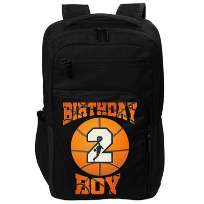 2nd Birthday Outfit Boy Basketball Second 2 Year Old Funny Impact Tech Backpack