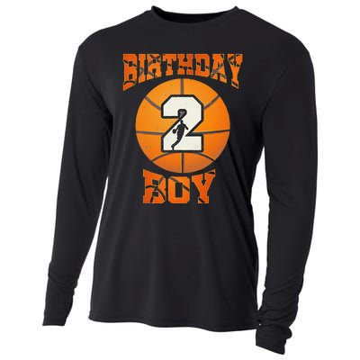 2nd Birthday Outfit Boy Basketball Second 2 Year Old Funny Cooling Performance Long Sleeve Crew