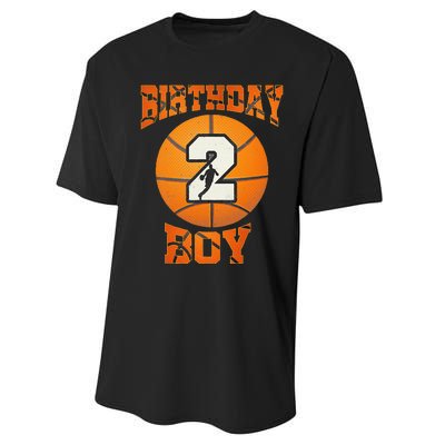 2nd Birthday Outfit Boy Basketball Second 2 Year Old Funny Performance Sprint T-Shirt