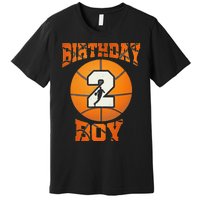 2nd Birthday Outfit Boy Basketball Second 2 Year Old Funny Premium T-Shirt