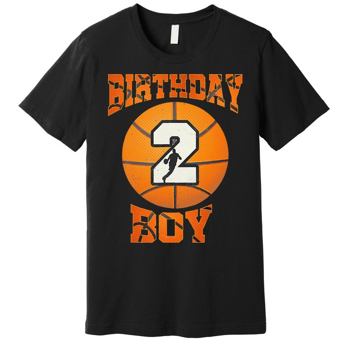 2nd Birthday Outfit Boy Basketball Second 2 Year Old Funny Premium T-Shirt