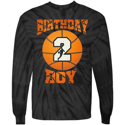 2nd Birthday Outfit Boy Basketball Second 2 Year Old Funny Tie-Dye Long Sleeve Shirt