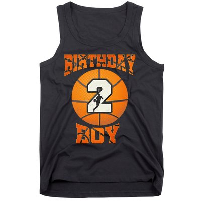 2nd Birthday Outfit Boy Basketball Second 2 Year Old Funny Tank Top