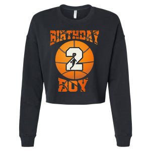 2nd Birthday Outfit Boy Basketball Second 2 Year Old Funny Cropped Pullover Crew