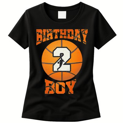 2nd Birthday Outfit Boy Basketball Second 2 Year Old Funny Womens T-Shirt