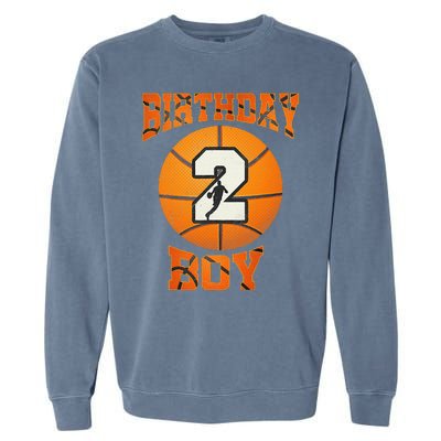 2nd Birthday Outfit Boy Basketball Second 2 Year Old Funny Garment-Dyed Sweatshirt