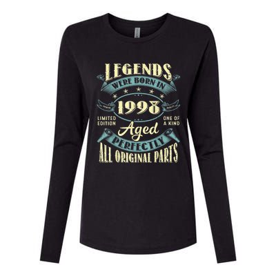 25th Birthday Present Gifts Vintage Legends Born In 1998 25 Year Old Womens Cotton Relaxed Long Sleeve T-Shirt