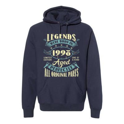 25th Birthday Present Gifts Vintage Legends Born In 1998 25 Year Old Premium Hoodie