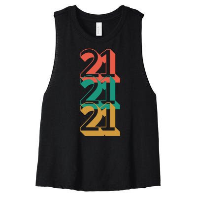 21st Birthday Retro Women's Racerback Cropped Tank