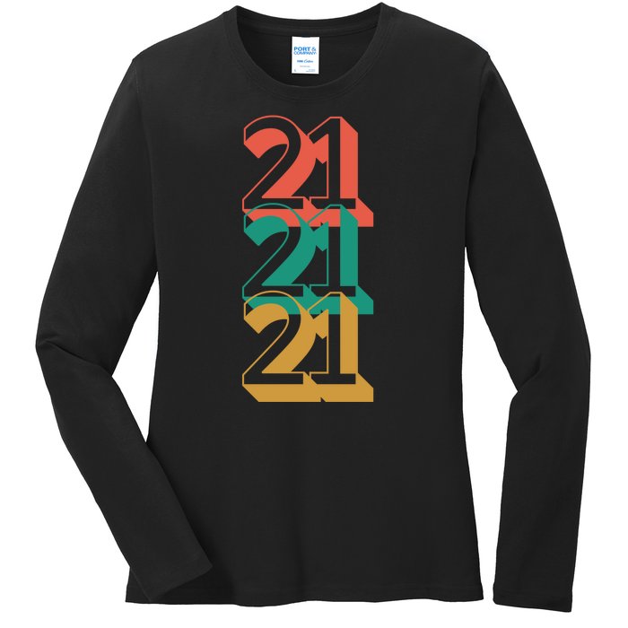 21st Birthday Retro Ladies Long Sleeve Shirt