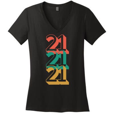 21st Birthday Retro Women's V-Neck T-Shirt