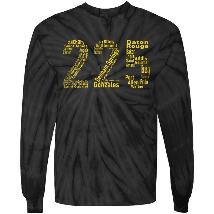 225 Baton Rouge Gonzales Denham Springs Area Code Tie-Dye Long Sleeve Shirt