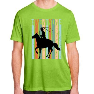 21st Birthday Retro Rodeo Horse Lovers Cow Rider Funny Gift Adult ChromaSoft Performance T-Shirt