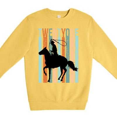 21st Birthday Retro Rodeo Horse Lovers Cow Rider Funny Gift Premium Crewneck Sweatshirt