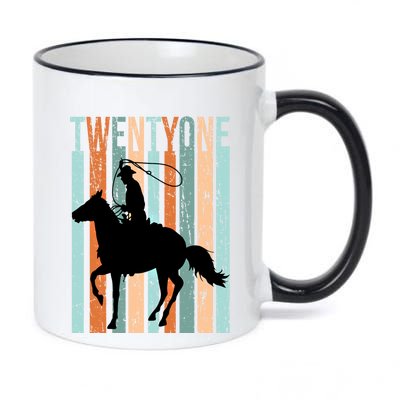 21st Birthday Retro Rodeo Horse Lovers Cow Rider Funny Gift 11oz Black Color Changing Mug