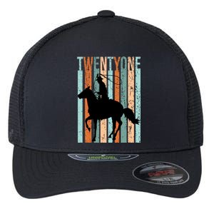 21st Birthday Retro Rodeo Horse Lovers Cow Rider Funny Gift Flexfit Unipanel Trucker Cap