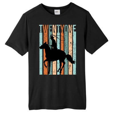 21st Birthday Retro Rodeo Horse Lovers Cow Rider Funny Gift Tall Fusion ChromaSoft Performance T-Shirt