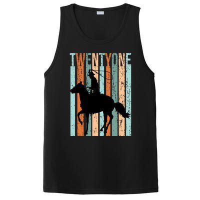 21st Birthday Retro Rodeo Horse Lovers Cow Rider Funny Gift PosiCharge Competitor Tank