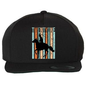 21st Birthday Retro Rodeo Horse Lovers Cow Rider Funny Gift Wool Snapback Cap