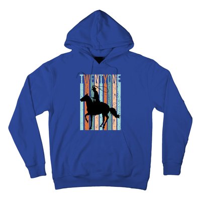 21st Birthday Retro Rodeo Horse Lovers Cow Rider Funny Gift Hoodie