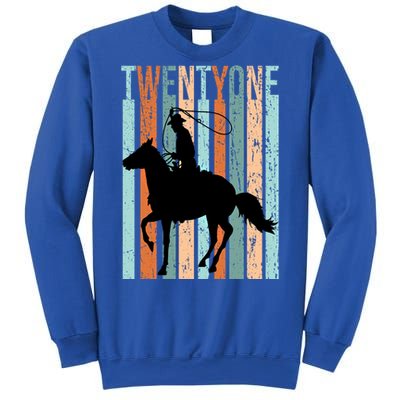 21st Birthday Retro Rodeo Horse Lovers Cow Rider Funny Gift Sweatshirt