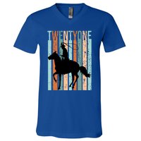 21st Birthday Retro Rodeo Horse Lovers Cow Rider Funny Gift V-Neck T-Shirt