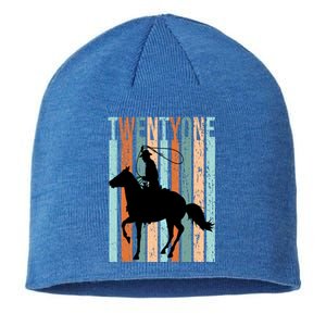 21st Birthday Retro Rodeo Horse Lovers Cow Rider Funny Gift Sustainable Beanie