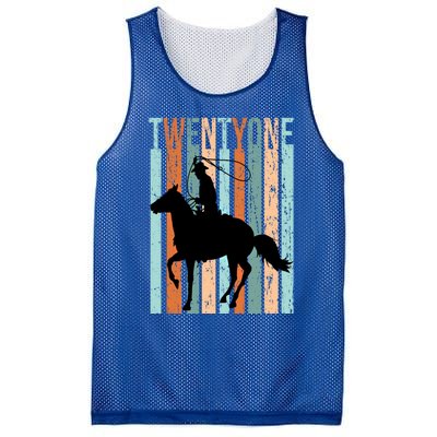 21st Birthday Retro Rodeo Horse Lovers Cow Rider Funny Gift Mesh Reversible Basketball Jersey Tank