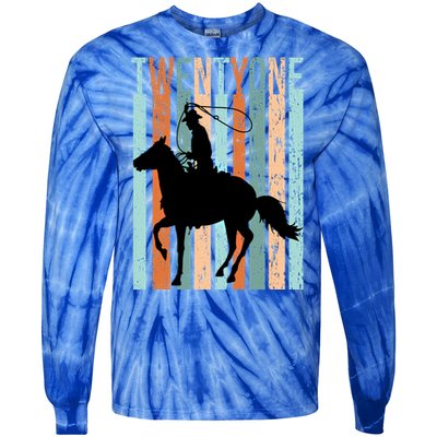 21st Birthday Retro Rodeo Horse Lovers Cow Rider Funny Gift Tie-Dye Long Sleeve Shirt