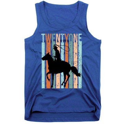 21st Birthday Retro Rodeo Horse Lovers Cow Rider Funny Gift Tank Top