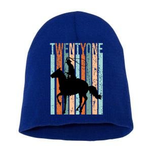 21st Birthday Retro Rodeo Horse Lovers Cow Rider Funny Gift Short Acrylic Beanie