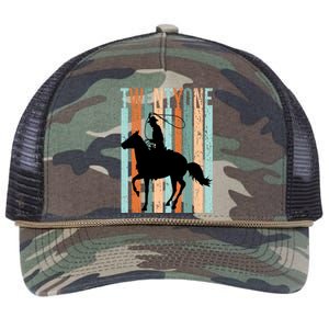 21st Birthday Retro Rodeo Horse Lovers Cow Rider Funny Gift Retro Rope Trucker Hat Cap