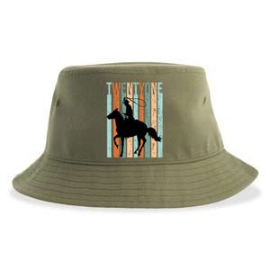 21st Birthday Retro Rodeo Horse Lovers Cow Rider Funny Gift Sustainable Bucket Hat