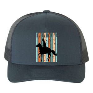 21st Birthday Retro Rodeo Horse Lovers Cow Rider Funny Gift Yupoong Adult 5-Panel Trucker Hat