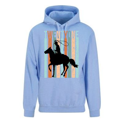 21st Birthday Retro Rodeo Horse Lovers Cow Rider Funny Gift Unisex Surf Hoodie