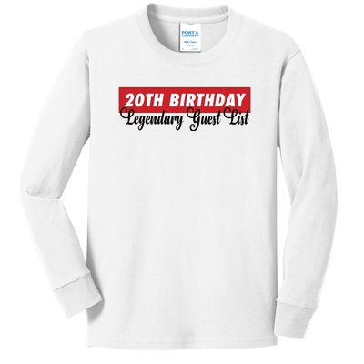 20th Birthday Signatures Guest List Birthday Party To Sign For 20 Years Kids Long Sleeve Shirt