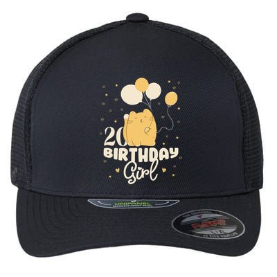 20th Birthday Squish Cat Birthday Balloons 20 Birthday .Png Flexfit Unipanel Trucker Cap