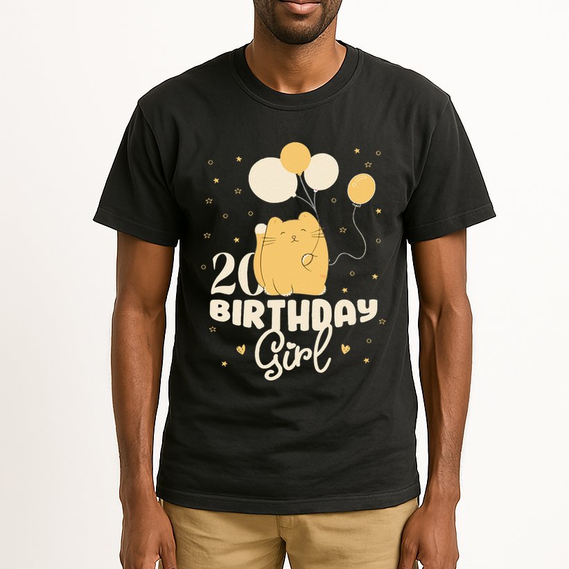 20th Birthday Squish Cat Birthday Balloons 20 Birthday .Png Tall T-Shirt