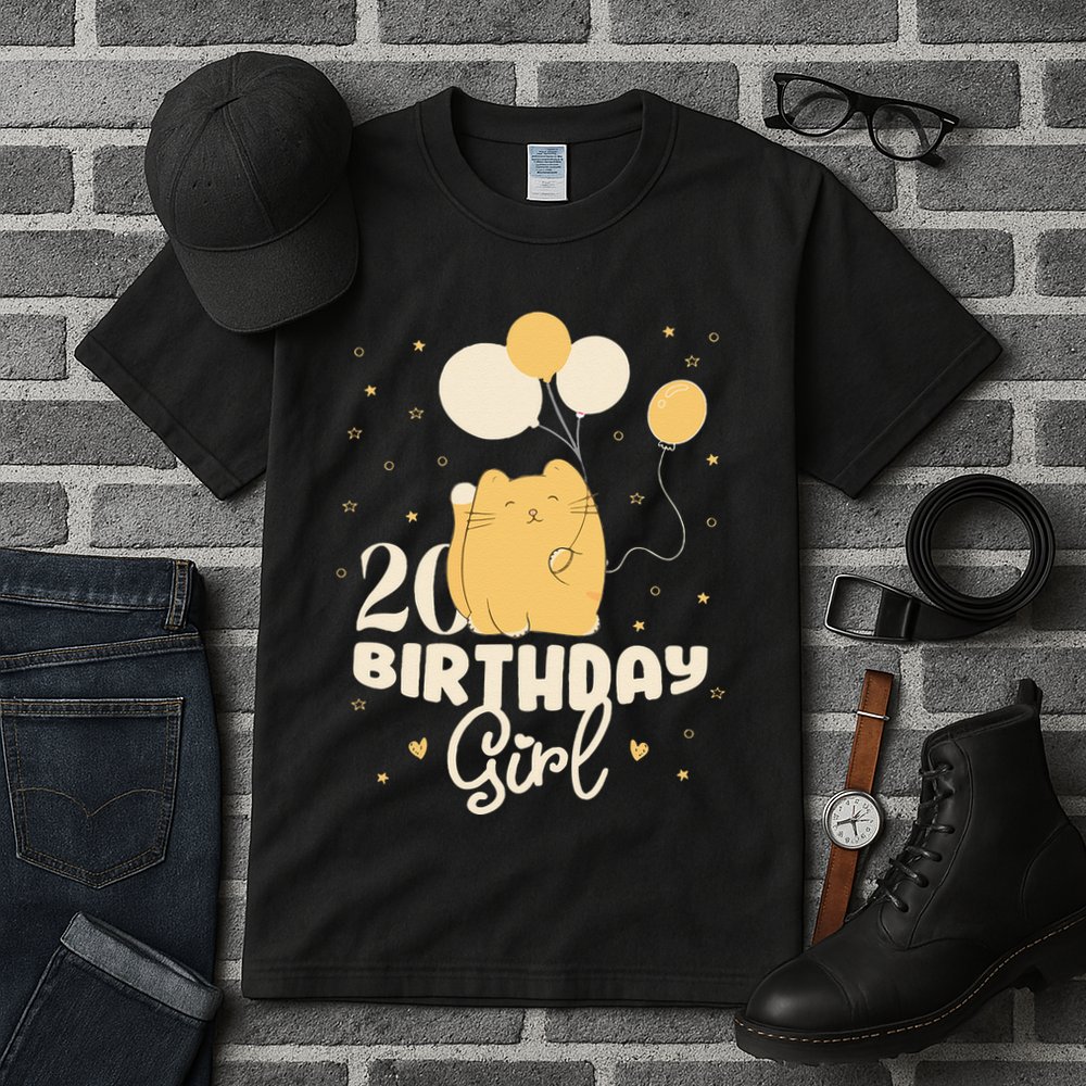 20th Birthday Squish Cat Birthday Balloons 20 Birthday .Png Tall T-Shirt