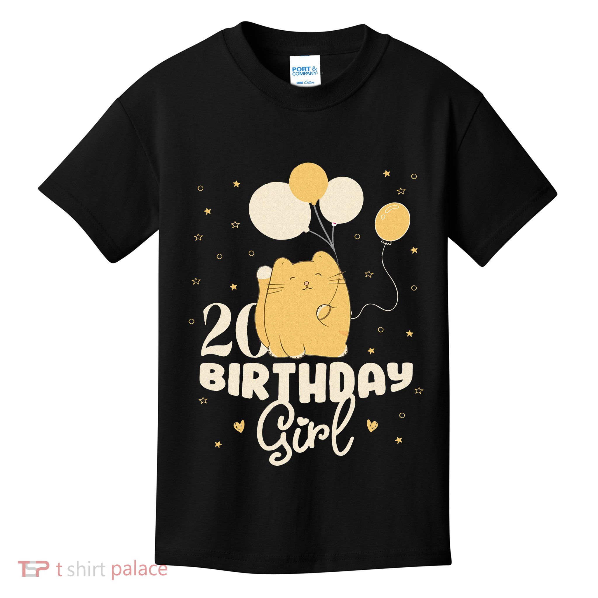 20th Birthday Squish Cat Birthday Balloons 20 Birthday .Png Kids T-Shirt