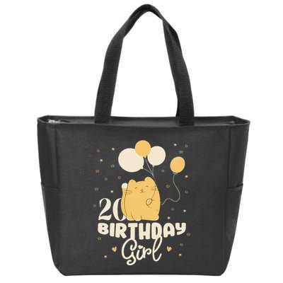 20th Birthday Squish Cat Birthday Balloons 20 Birthday .Png Zip Tote Bag