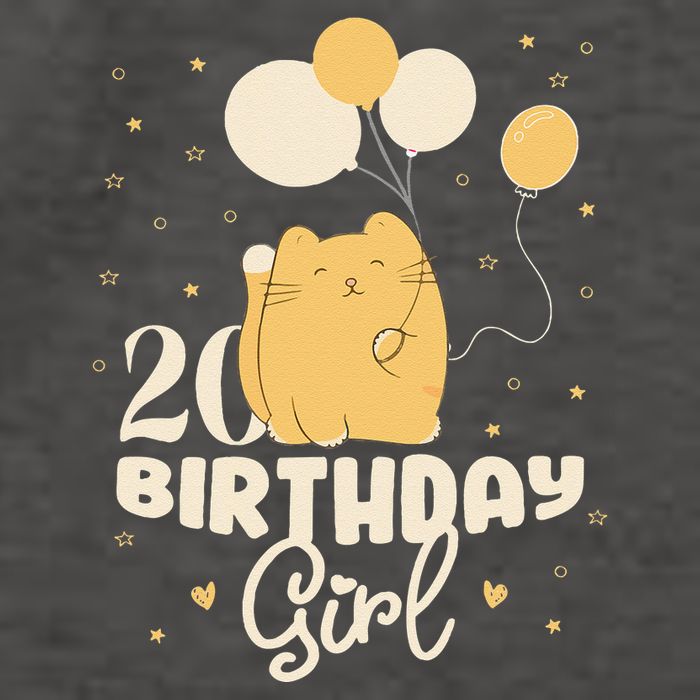 20th Birthday Squish Cat Birthday Balloons 20 Birthday .Png Vector Backpack